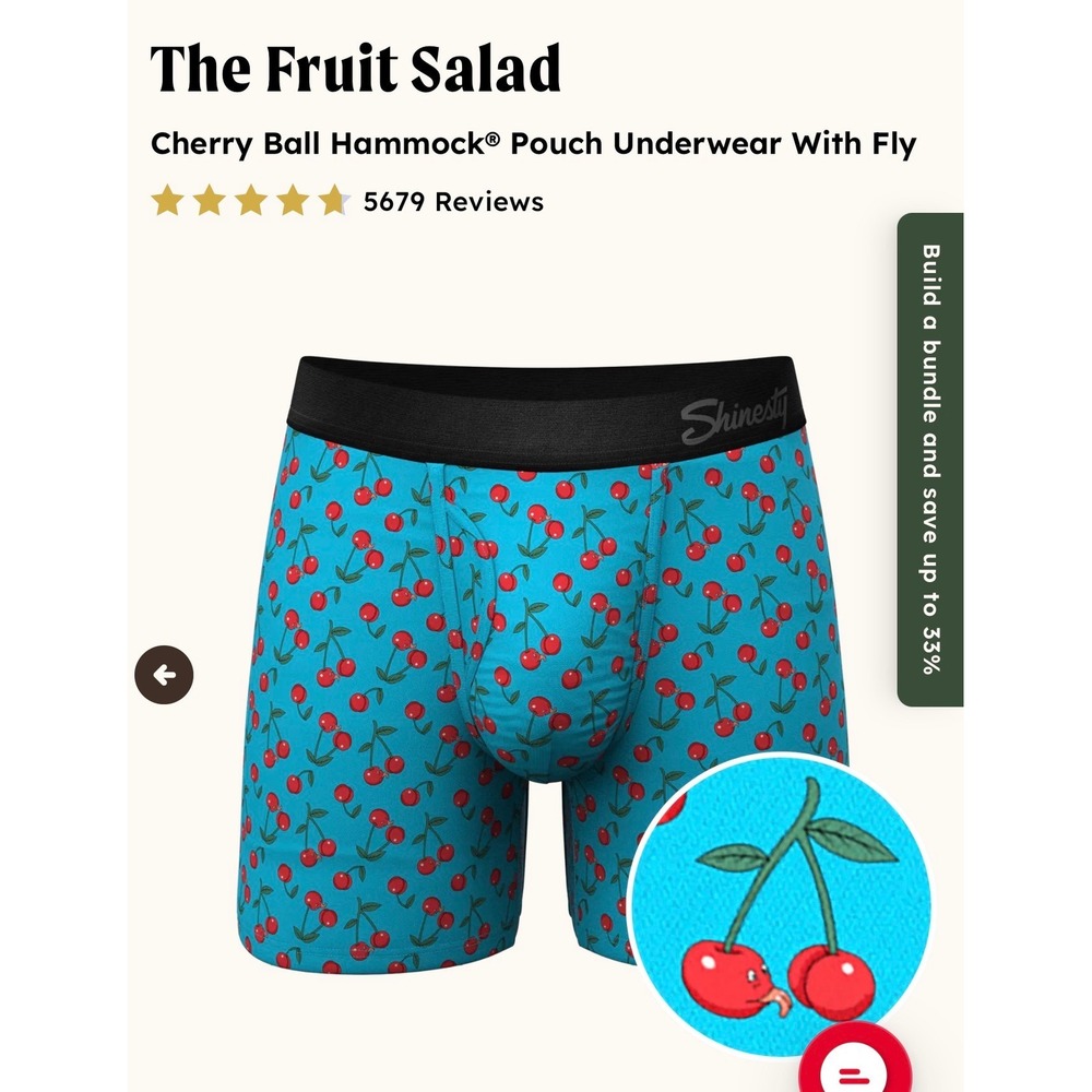 Shinesty The Fruit Salad Cherry Ball Hammock Pouch Boxer Briefs Mens Underwear M